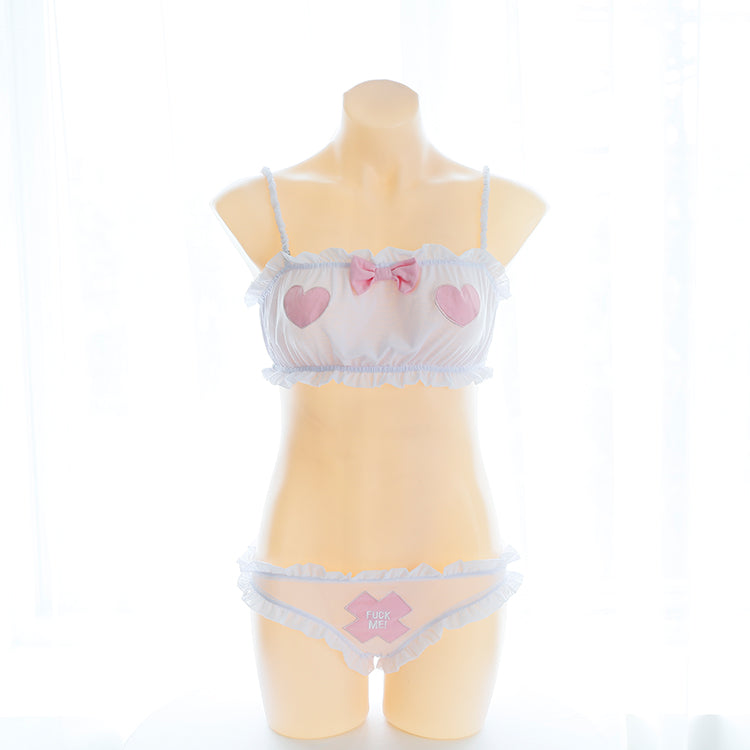 J Fashion Anime Kawaii Sikushui School Bow Lingerie Set