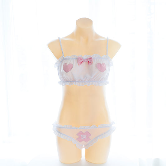 J Fashion Anime Kawaii Sikushui School Bow Lingerie Set