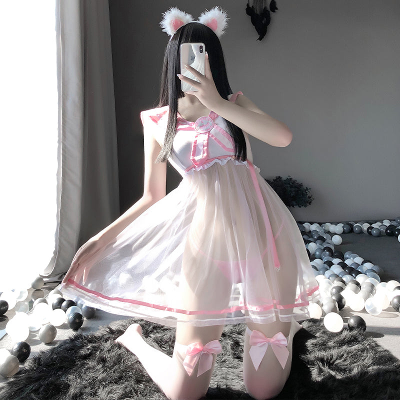 Sofyee  Cute Student Tutu Skirt Halter Uniform Suit