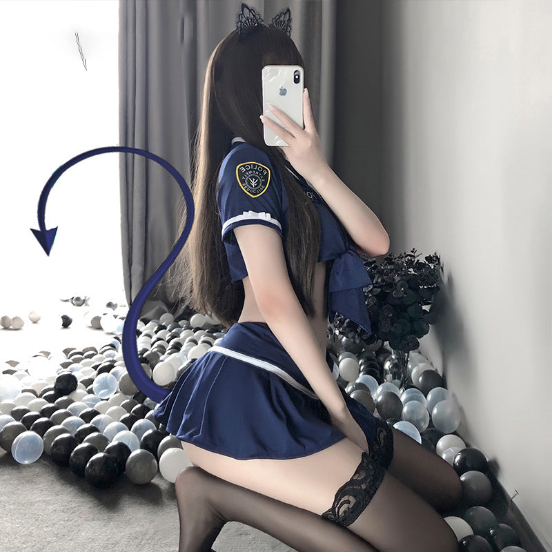 Sofyee  Sexy Policewoman Pleated Skirt Uniform Suit
