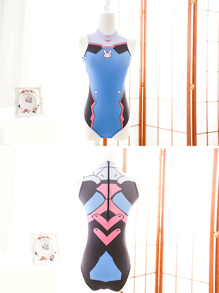 D.VA Bunny Kawaii Japanese Cosplay Swimsuit Bikini Set