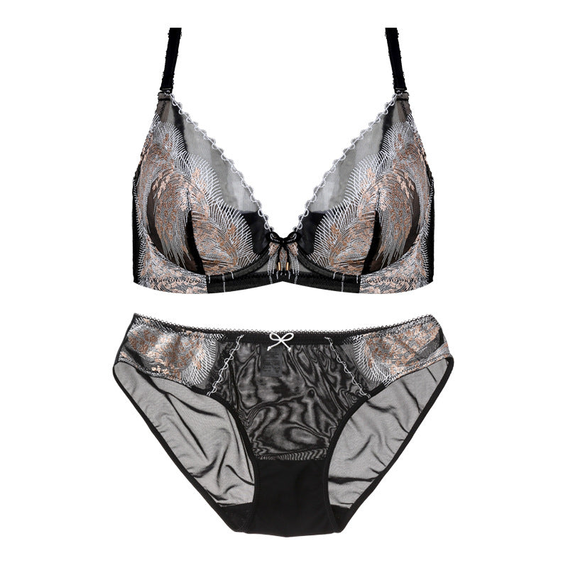 Cute Fur Lace Push Up Bra & Panty Set