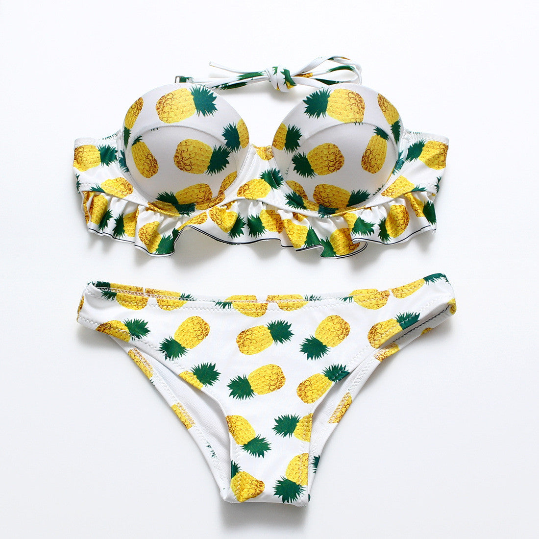 Your Dreaming Vacation Kiss Pineapple Printed Bikini Set - sofyee