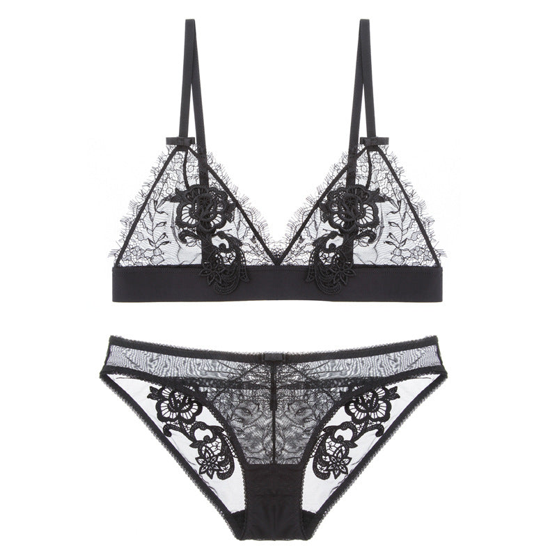 Sheer Mesh Lace Floral Embroidered Bra & Panty Sets