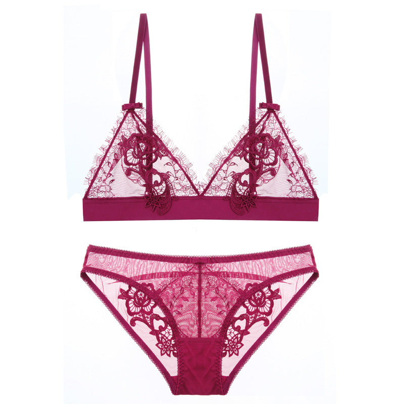 Sheer Mesh Lace Floral Embroidered Bra & Panty Sets