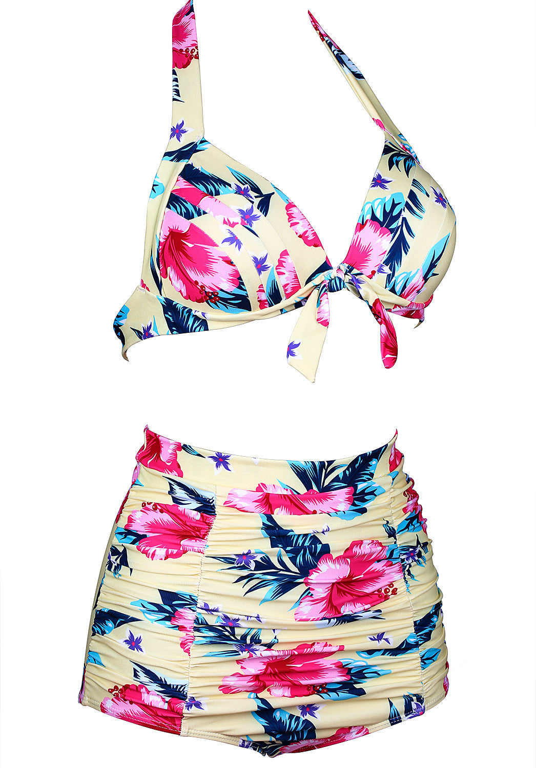 Spring Flower Blossom Bow-tie Bikini Set 170610 - sofyee