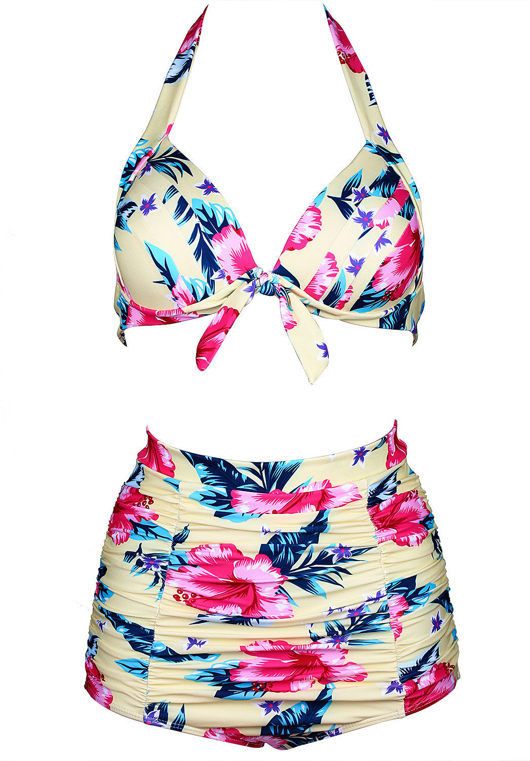 Spring Flower Blossom Bow-tie Bikini Set 170610 - sofyee