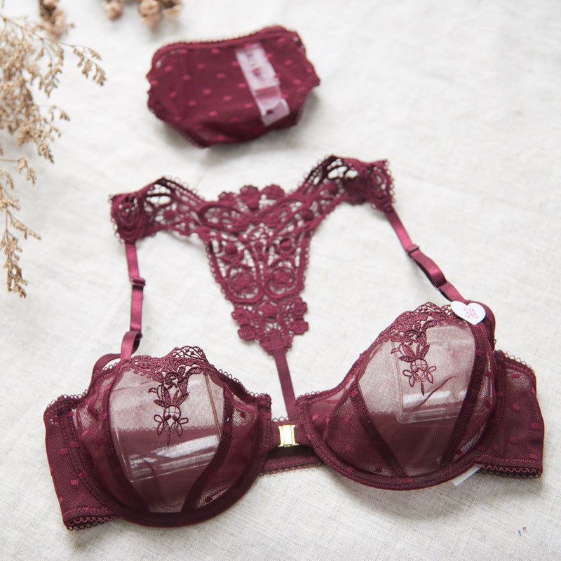 Love Maroon Sheer Lace Bra & Panty Set