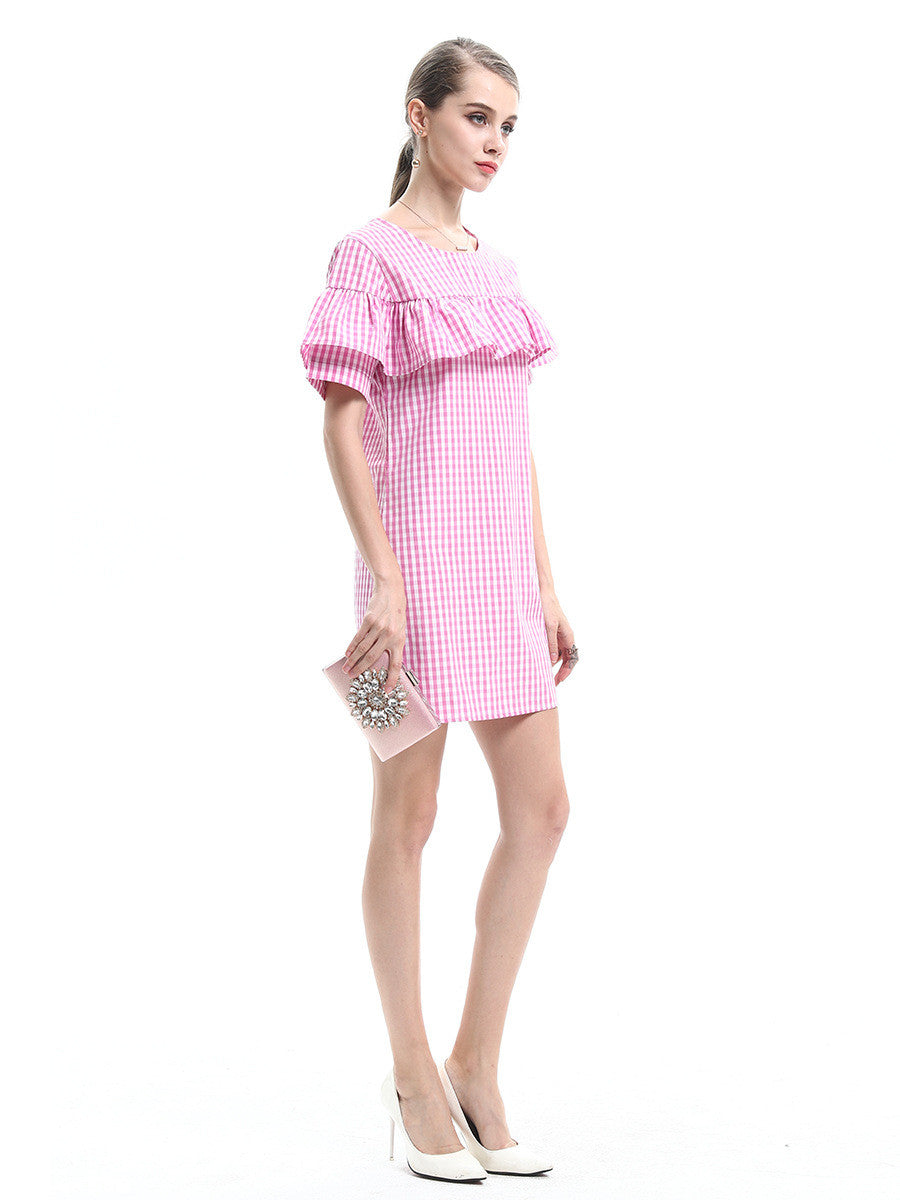 Pink Peachy Ruffle Stripe Midi Dress - sofyee