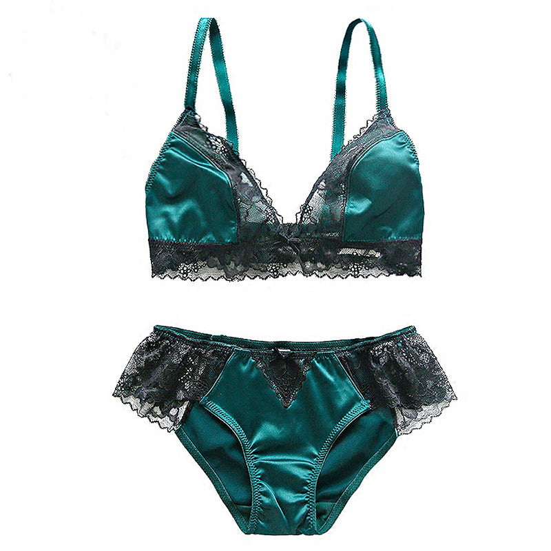 Set aus Satin-Bralette und Höschen 