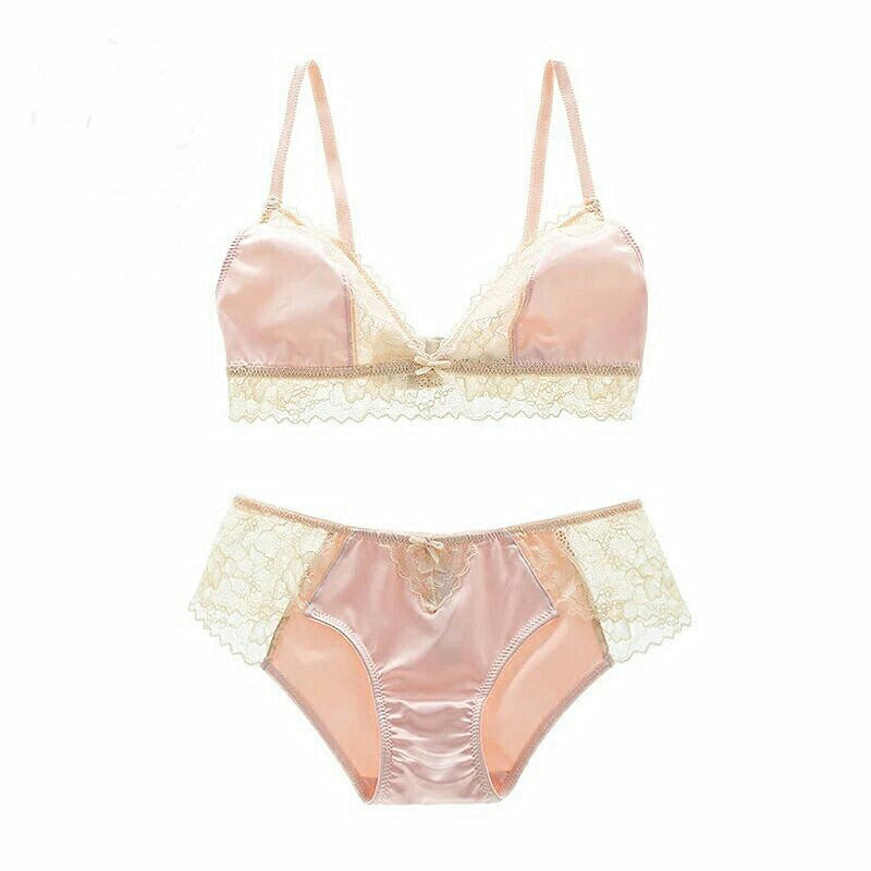 Set aus Satin-Bralette und Höschen 