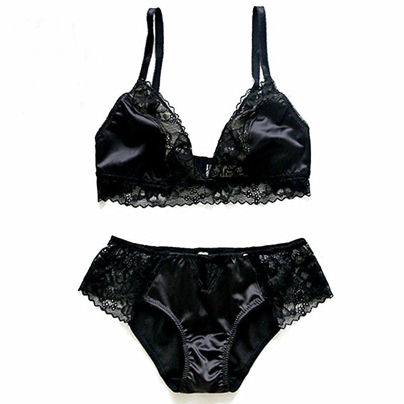 Set aus Satin-Bralette und Höschen 