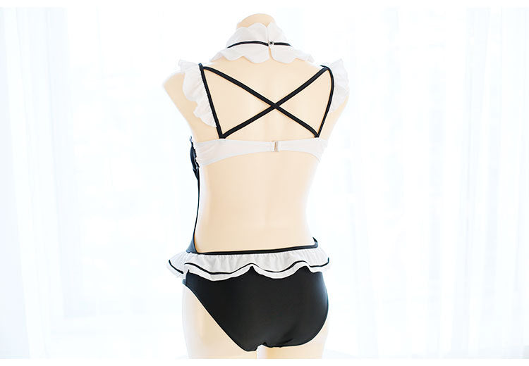 Rem Re Zero Kawaii Bow Cosplay Costume Swimsuit