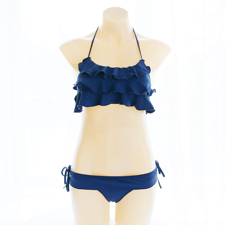 J Fashion Anime Ruffle White Kawaii Cosplay Costume Bikini Set
