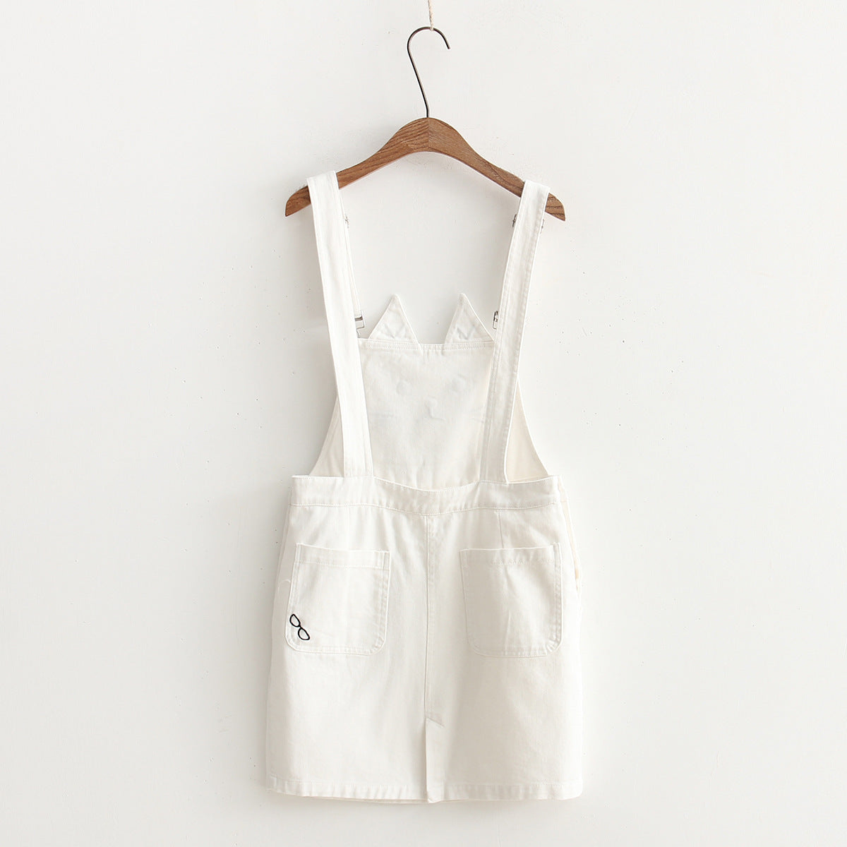 Kawaii Japanese cute cat ear embroidery strap straight denim skirt