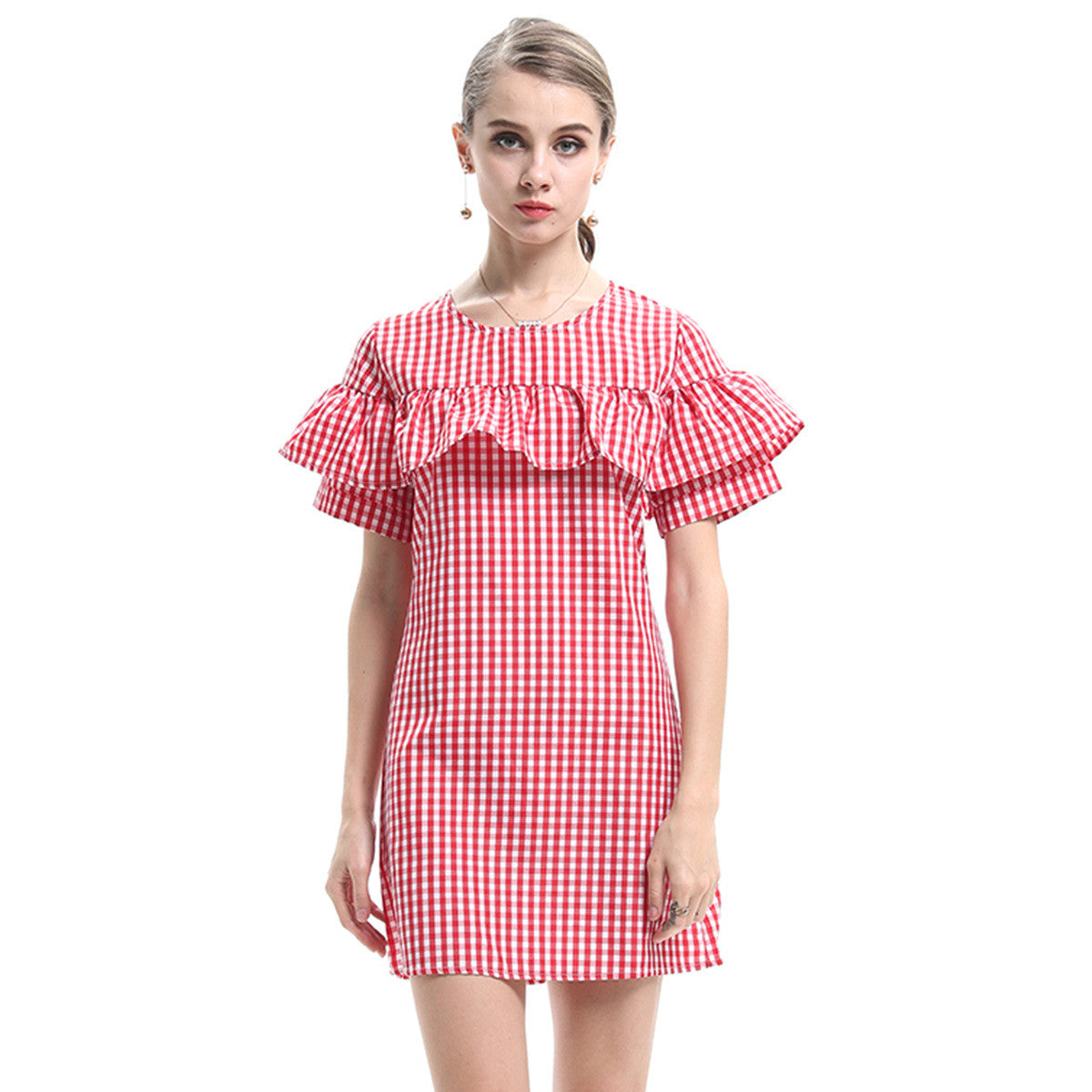 Pink Peachy Ruffle Stripe Midi Dress - sofyee
