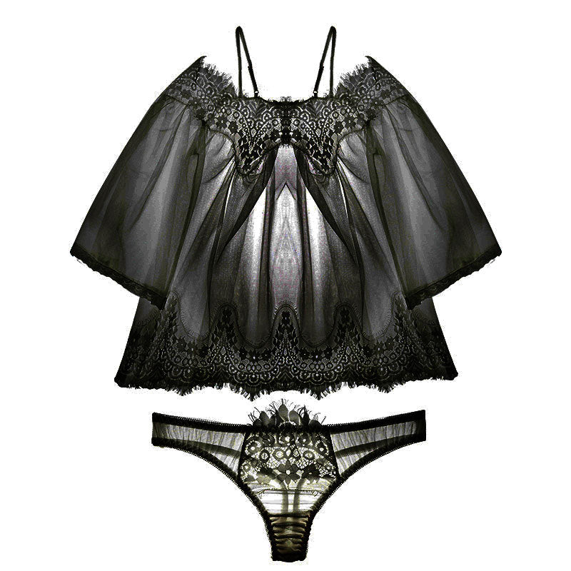 Butterfly All Over See Through Baby Doll Sheer Lingerie Set