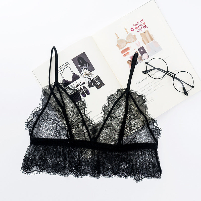 Romantisches, lang geschnittenes Bralette mit Wimpernbesatz 