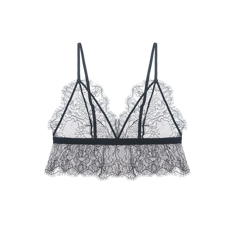 Romantisches, lang geschnittenes Bralette mit Wimpernbesatz 