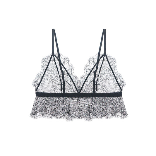 Romantic Eyelash Trimmed Long Line Bralette