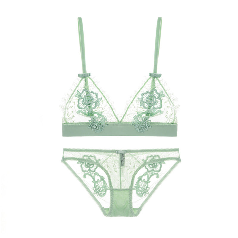 Sheer Mesh Lace Floral Embroidered Bra & Panty Sets