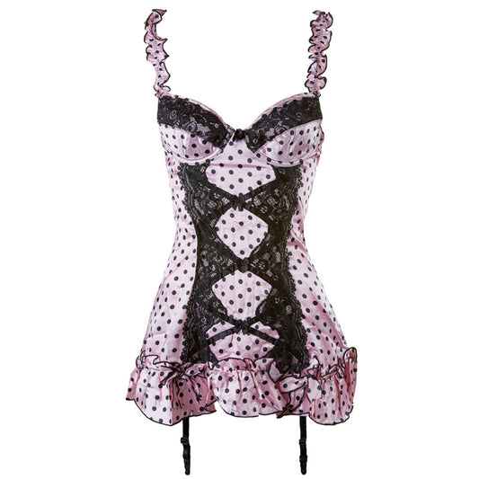 Pretty Polka Dot Sheer Lace Underwire Lingerie