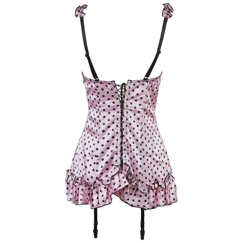 Pretty Polka Dot Sheer Lace Underwire Lingerie