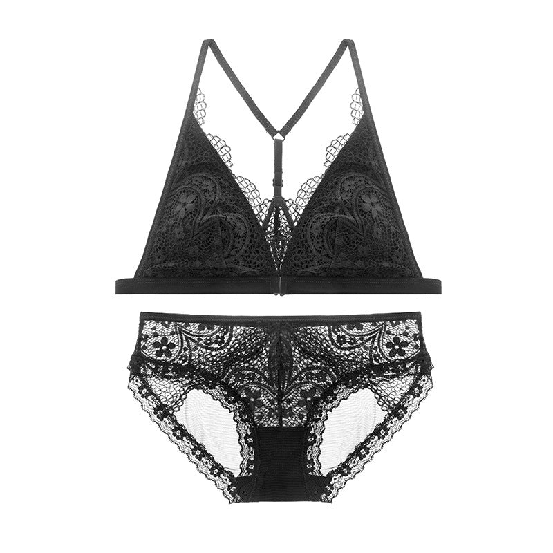 Sheer Mesh Lace Floral Embroidered Bra & Panty Sets