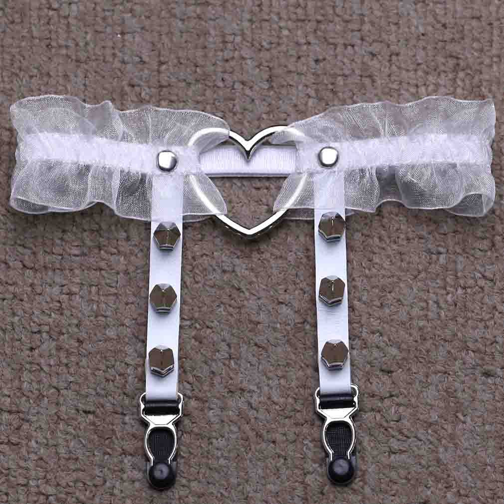 Gothic Pastell Lolita Nieten Leder Rüschen Strumpfband 