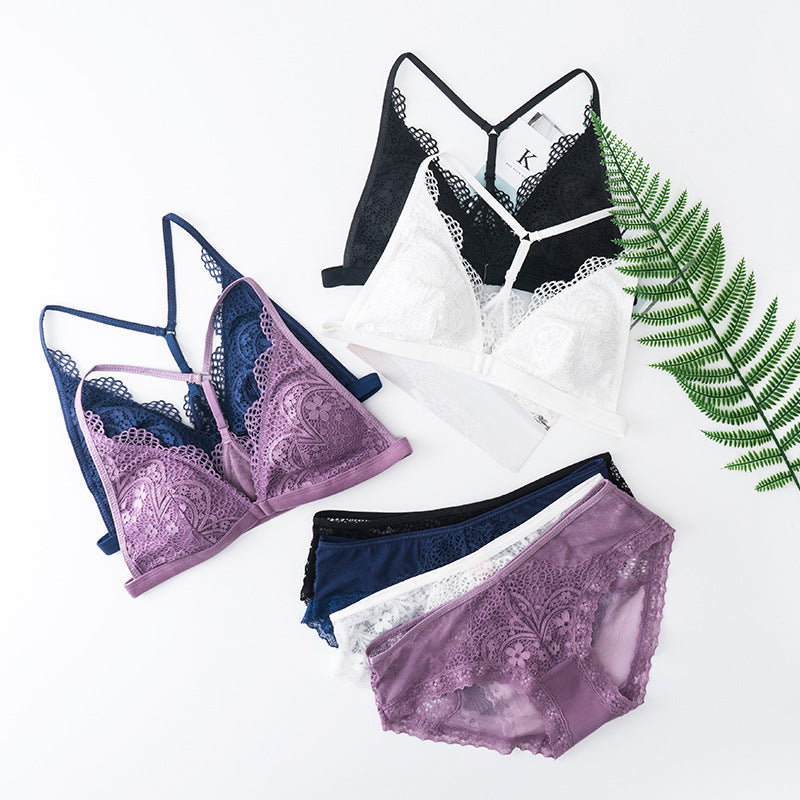 Sheer Mesh Lace Floral Embroidered Bra & Panty Sets