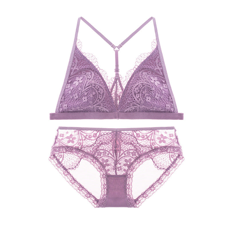 Sheer Mesh Lace Floral Embroidered Bra & Panty Sets