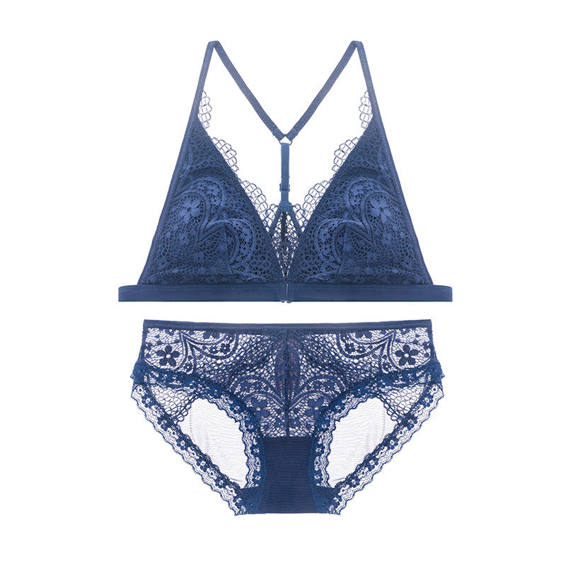 Sheer Mesh Lace Floral Embroidered Bra & Panty Sets