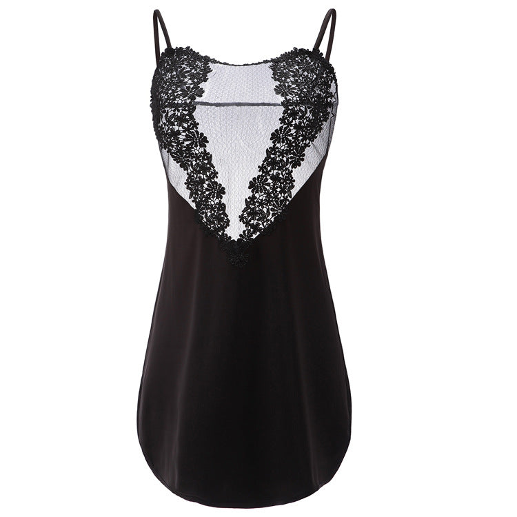 Hearty Flowery Silky Semi See Through Lingerie Dress