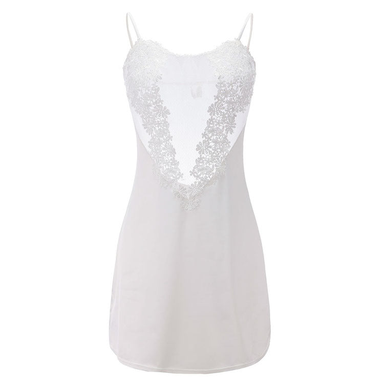 Hearty Flowery Silky Semi See Through Lingerie Dress