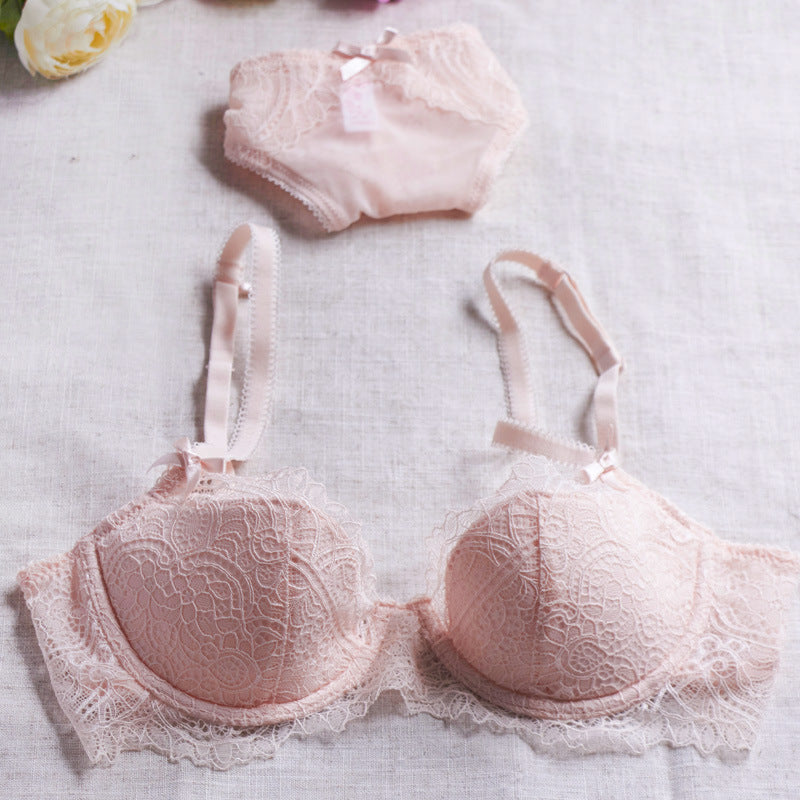 Cute X-Back Sheer Lace Bra & Panty Set