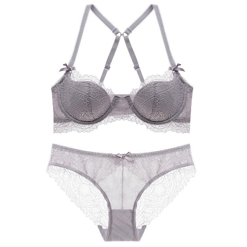 Cute X-Back Sheer Lace Bra & Panty Set