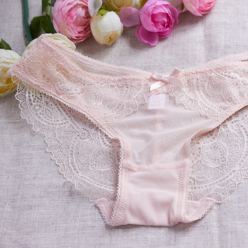 Cute X-Back Sheer Lace Bra & Panty Set