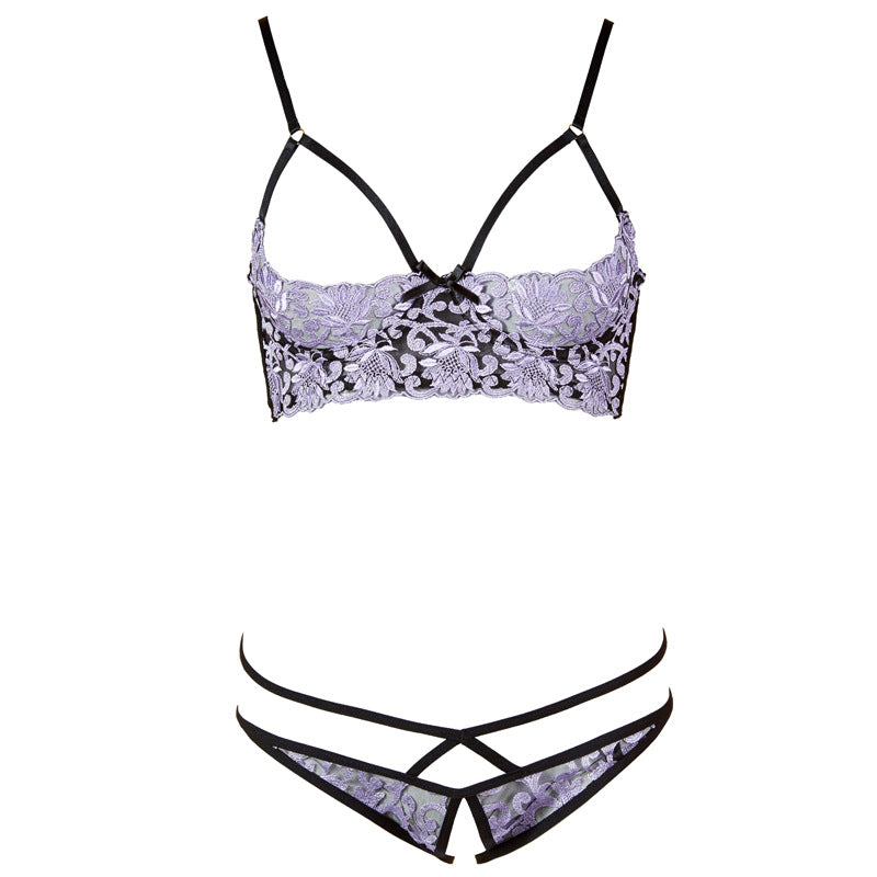 Seductive Lace Floral Open Cup Lingerie
