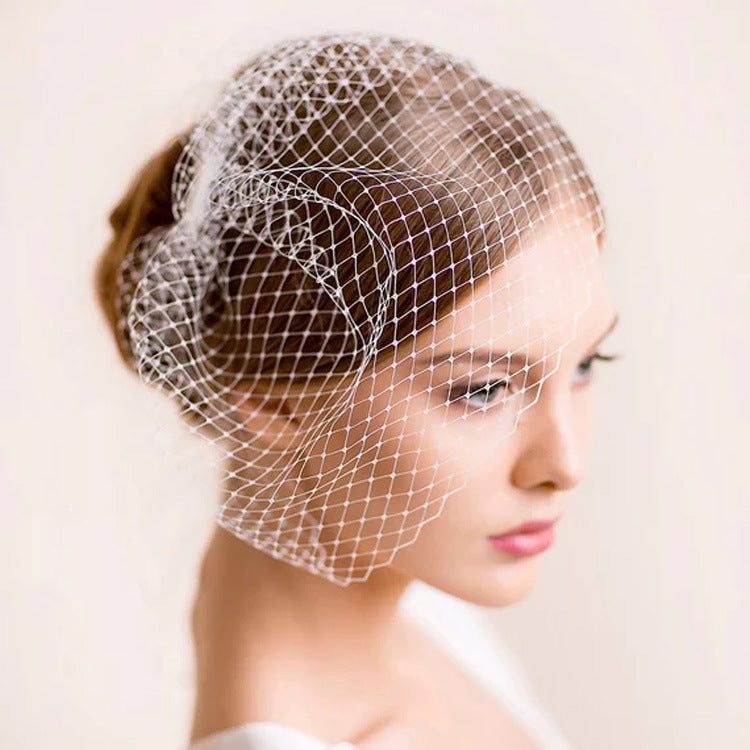 style bride white big eye mesh hair accessories wedding photo stage performance veil headdress Blusher Bird Cage Vei
