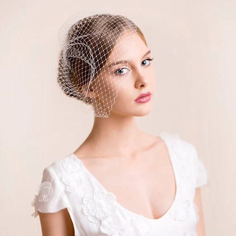 style bride white big eye mesh hair accessories wedding photo stage performance veil headdress Blusher Bird Cage Vei
