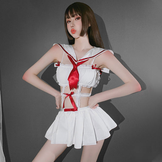 Japanese square neck dynamic energetic girl student sexy hip pleated skirt