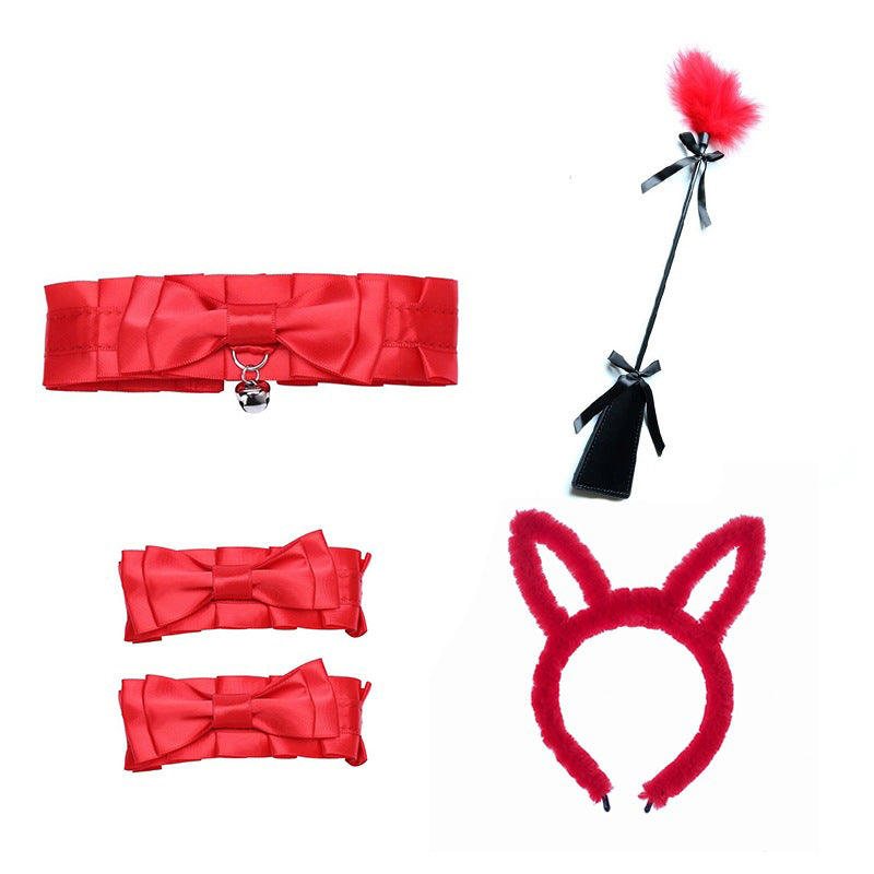 Sexy Accessories Plush Cat ears Hair Band Bell Collar Necklace Five-PieceSet