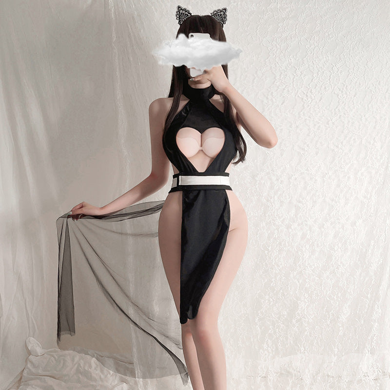 Anime Japanese Style Sexy Keyhole Heart Maid Dress Lingerie Set