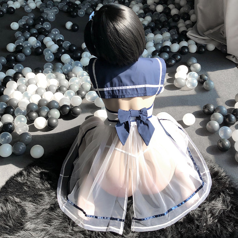 Sofyee  Cute Student Tutu Skirt Halter Uniform Suit