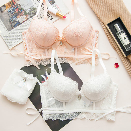 Lace Trimmed Wirefree  White To Love Cute Sweet Bra