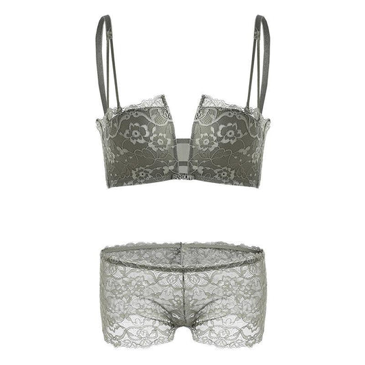 Cute Gray Floral Bralette Set