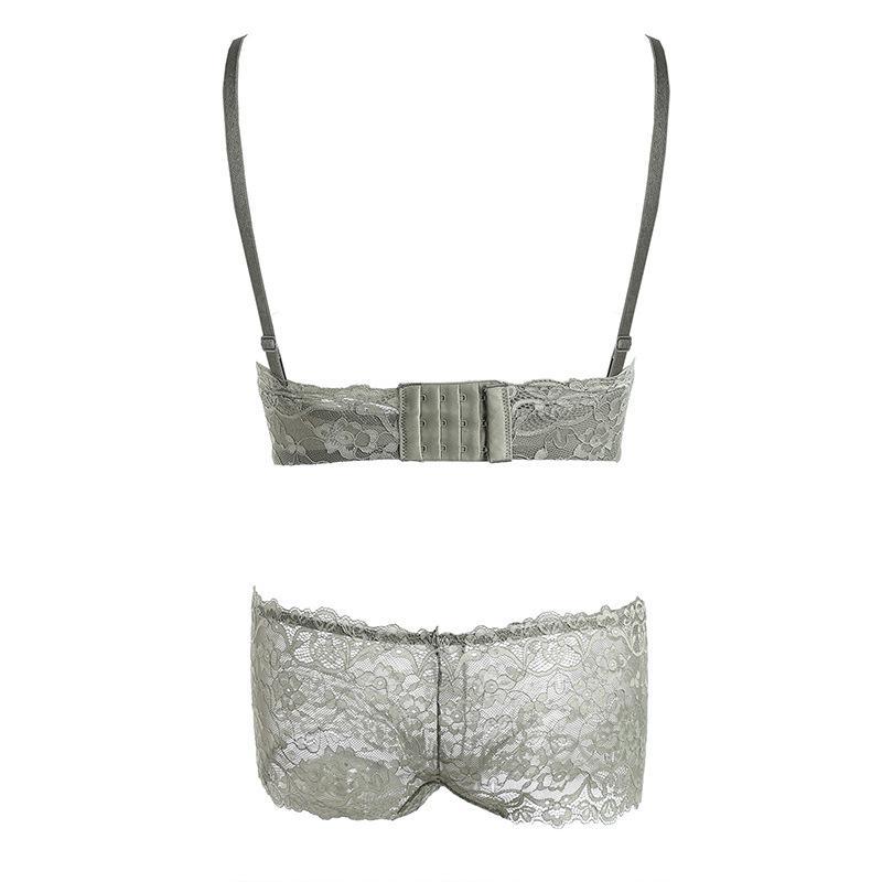 かわいいグレーの花柄ブラレットセット