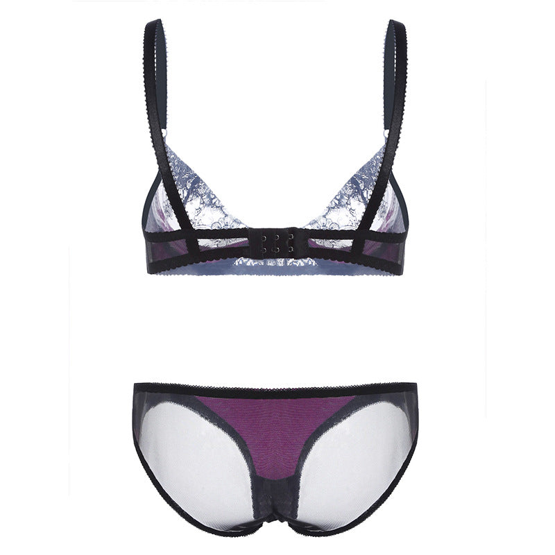 Seductress Violet See Through Lace Bra Set