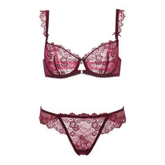 Floral See Through All Over Lace Bra & Panty Set