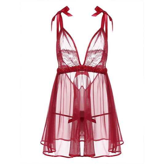 Sexy Backless See Through All Over Negligees Lingerie Set